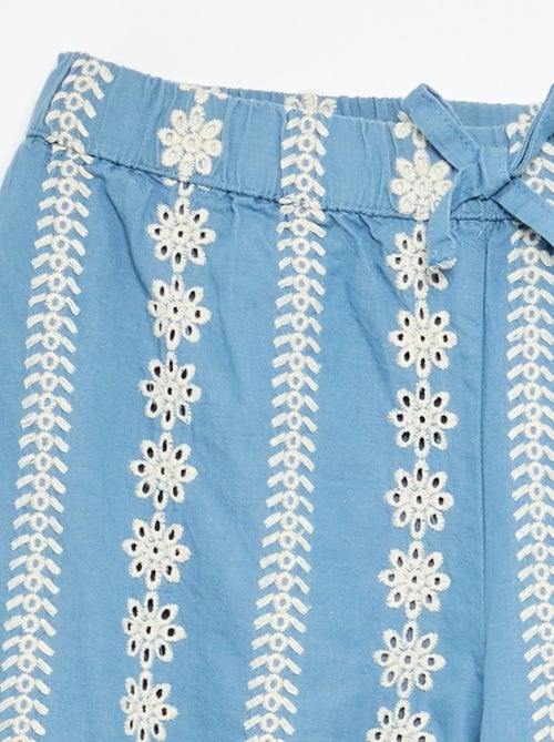 Wijde broek met broderie anglaise - Kiabi