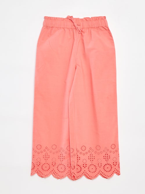 Wijde broek met broderie anglaise - Kiabi