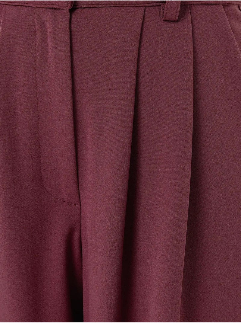 Wijde broek met dubbele taille Bordeauxrood - Kiabi