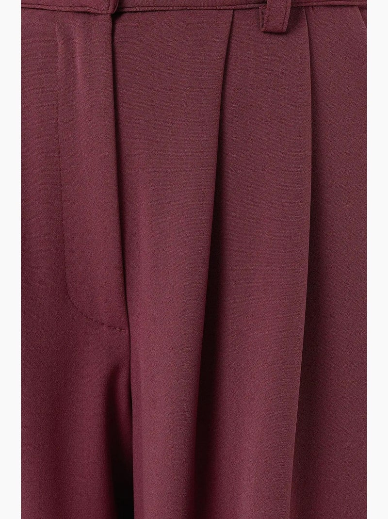 Wijde broek met dubbele taille hiccup Bordeauxrood - Kiabi