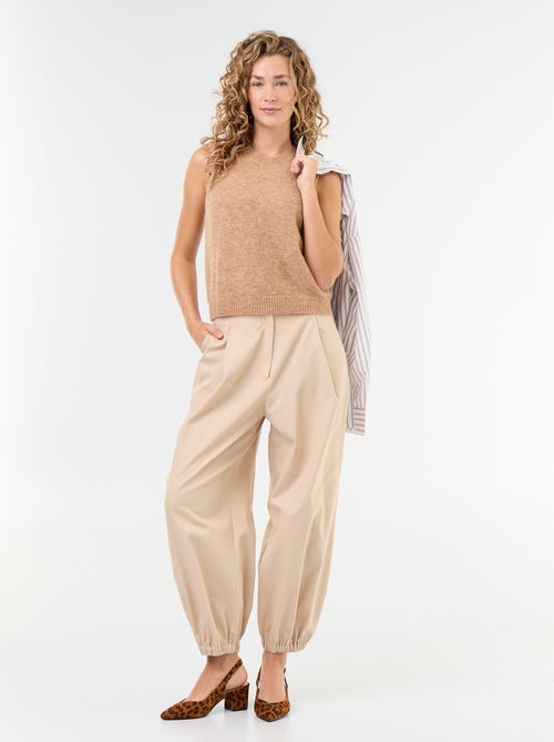 Wijde broek met elastische boorden - Kiabi