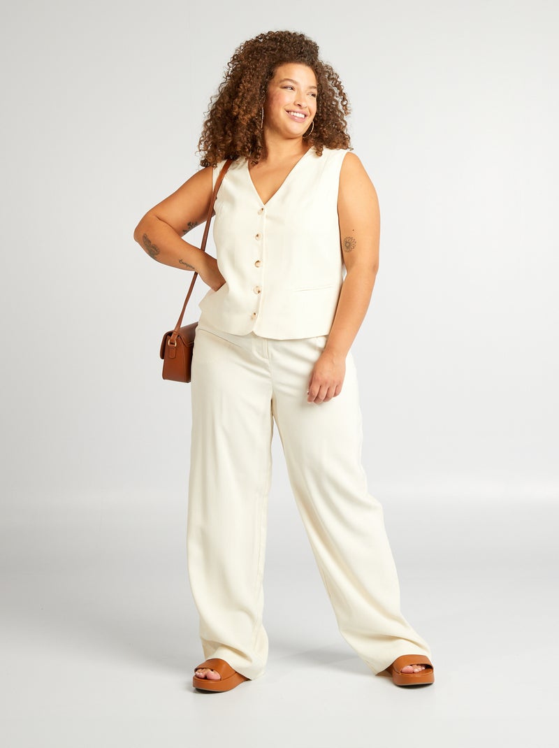 Wijde broek met elastische taille BIEGE - Kiabi