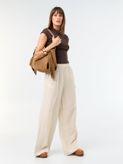 Wijde broek met elastische taille - Kiabi