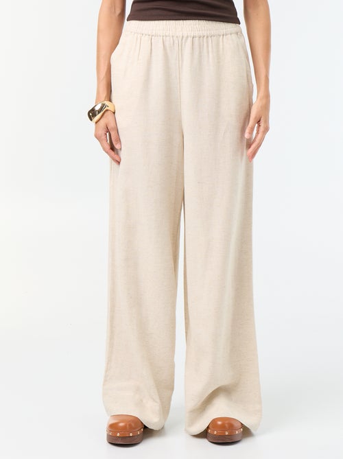 Wijde broek met elastische taille - Kiabi