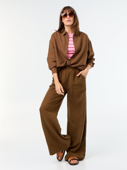 Wijde broek met elastische taille - Kiabi