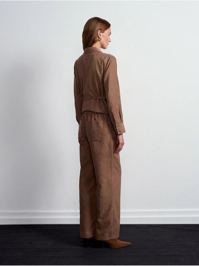 Wijde broek met elastische taille dilvin Bruin - Kiabi