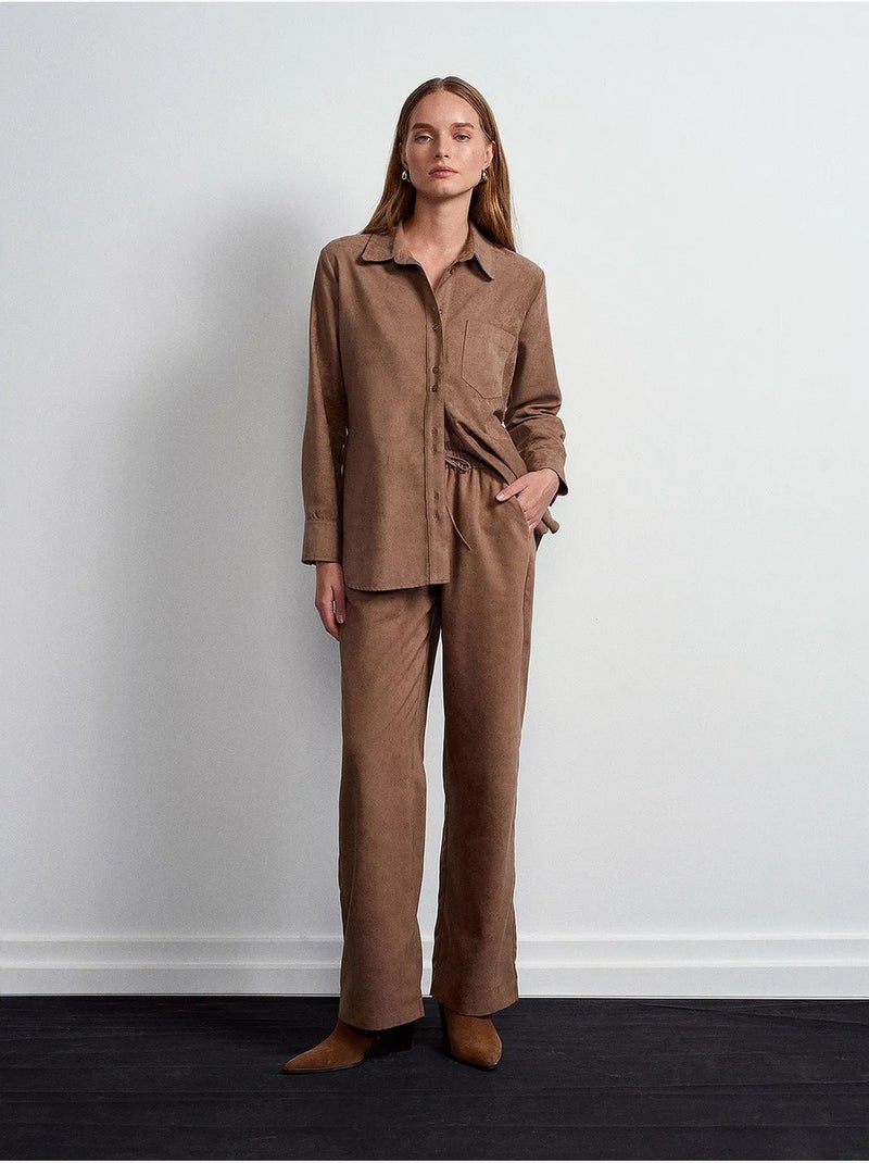Wijde broek met elastische taille dilvin Bruin - Kiabi