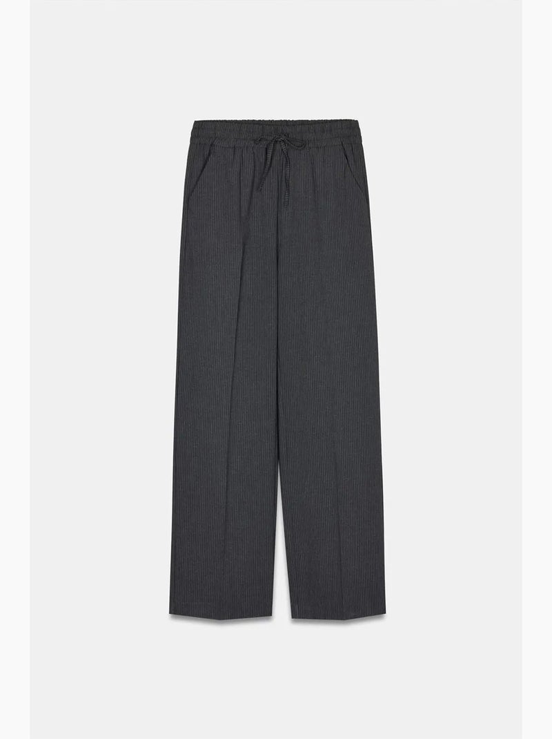 Wijde broek met elastische taille dilvin Grijs Zwart - Kiabi