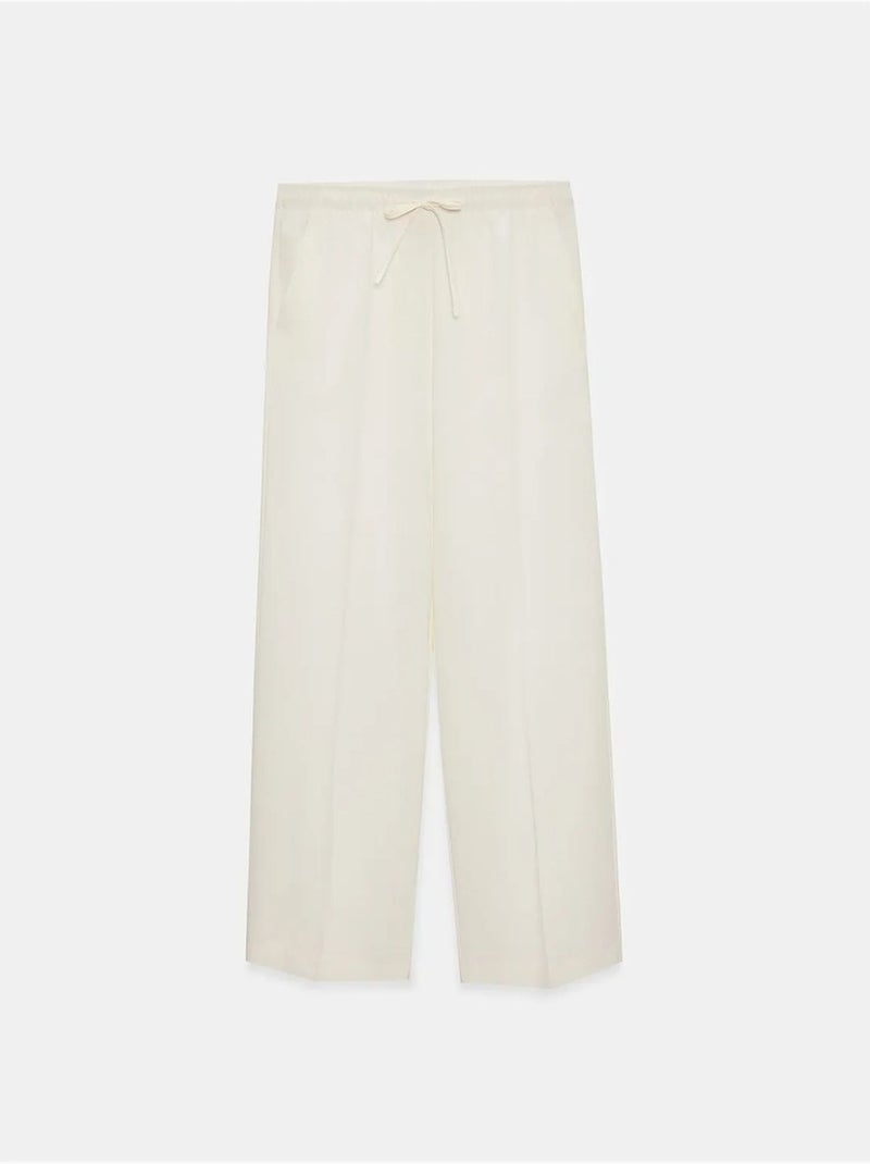 Wijde broek met elastische taille dilvin Wit - Kiabi