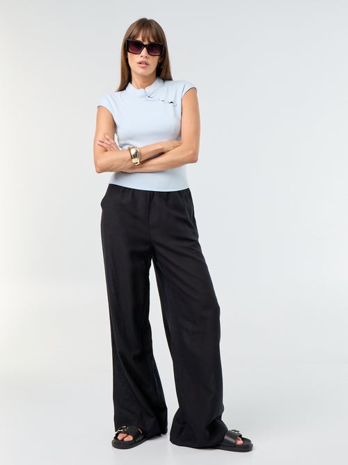 Wijde broek met elastische taille - Kiabi