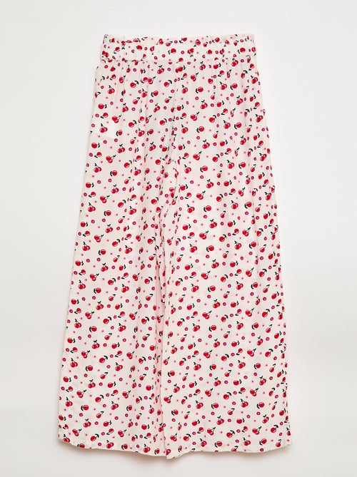 Wijde broek met elastische tailleband en motiefjes - Kiabi