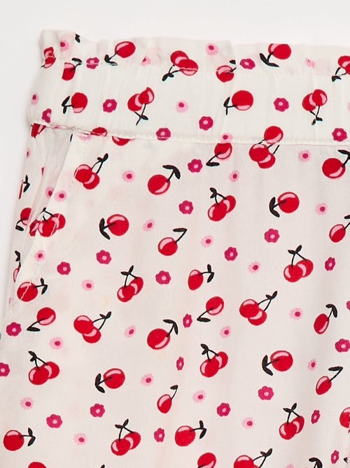 Wijde broek met elastische tailleband en motiefjes - Kiabi