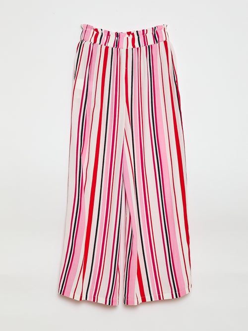 Wijde broek met elastische tailleband en motiefjes - Kiabi