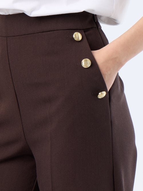 Wijde broek met fantasie goudkleurige knopen op de zakken - Kiabi