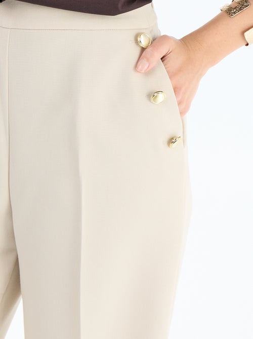 Wijde broek met fantasie goudkleurige knopen op de zakken - Kiabi