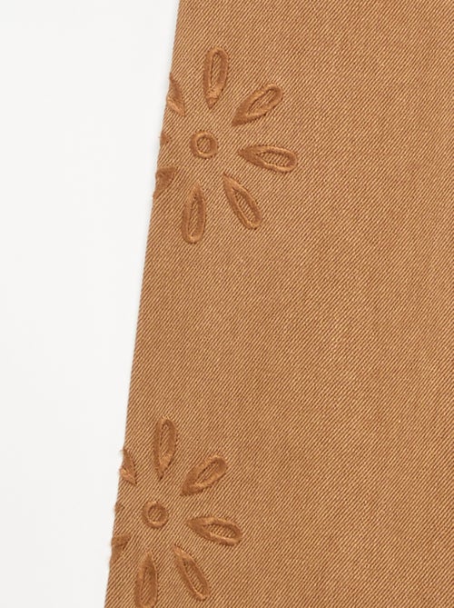 Wijde broek met geborduurde bloemen - Kiabi
