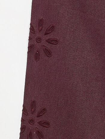 Wijde broek met geborduurde bloemen
