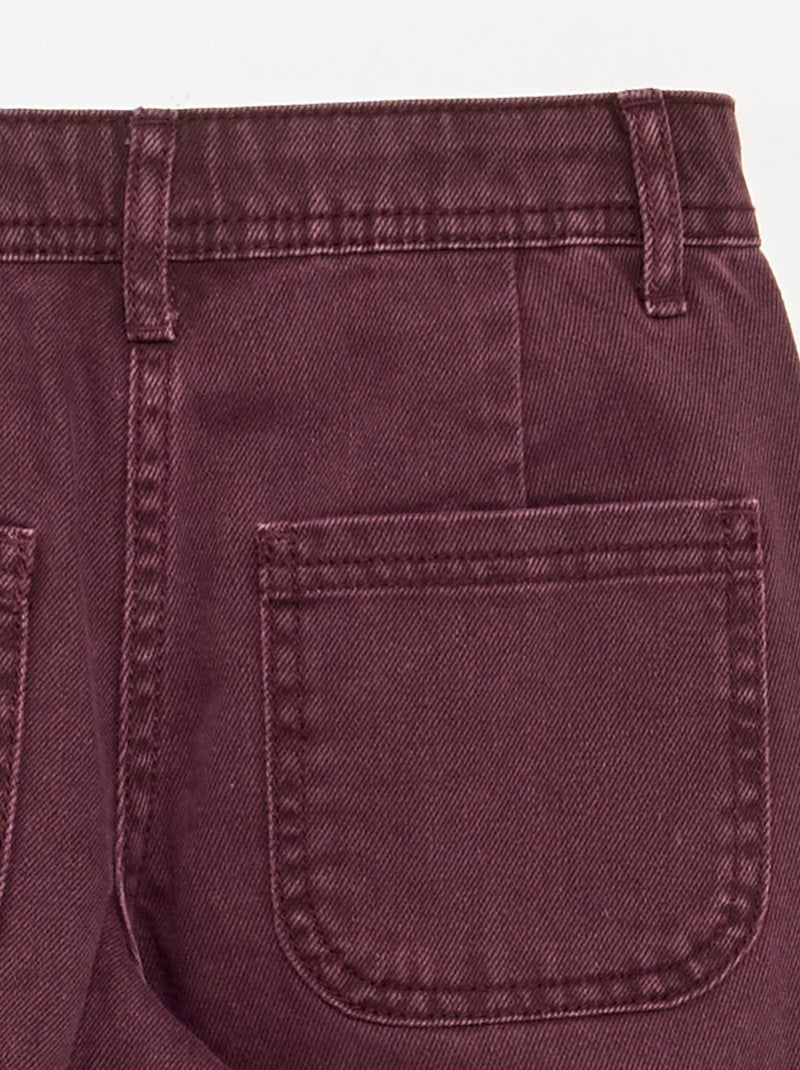 Wijde broek met geborduurde bloemen Paars - Kiabi