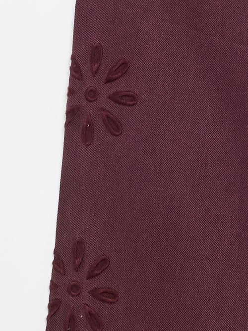 Wijde broek met geborduurde bloemen - Kiabi
