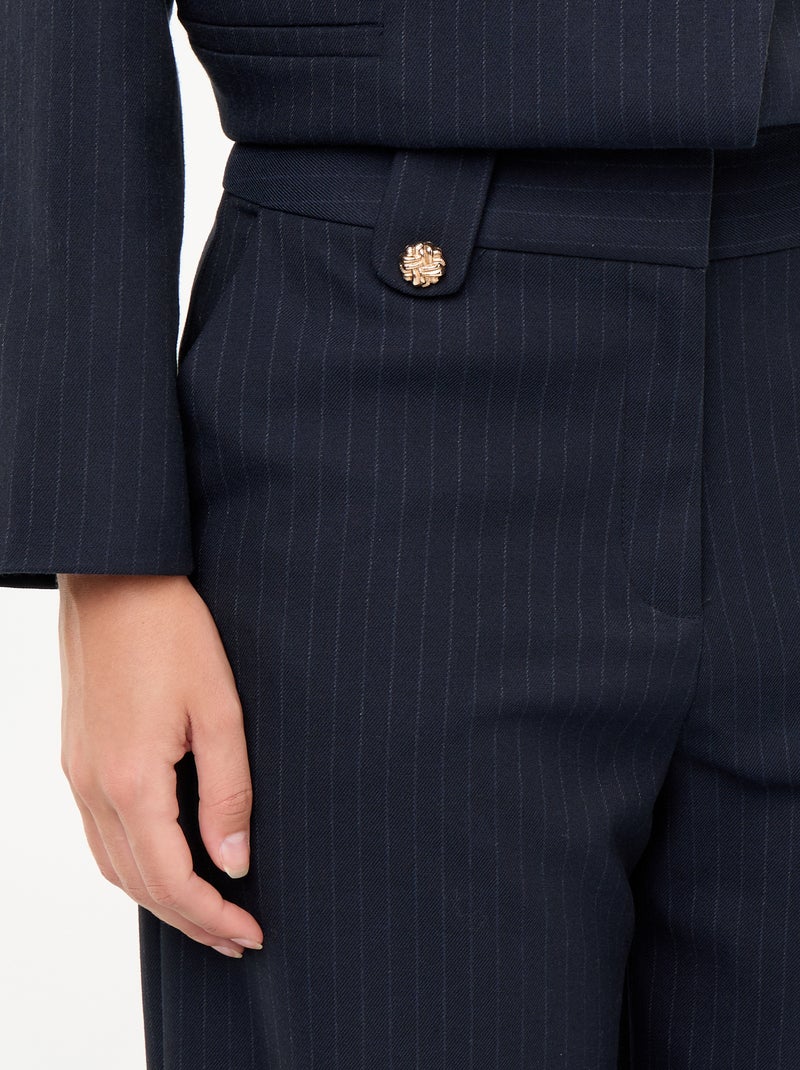 Wijde broek met goudkleurige knopen Blauw - Kiabi