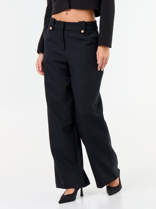 Wijde broek met goudkleurige knopen - Kiabi