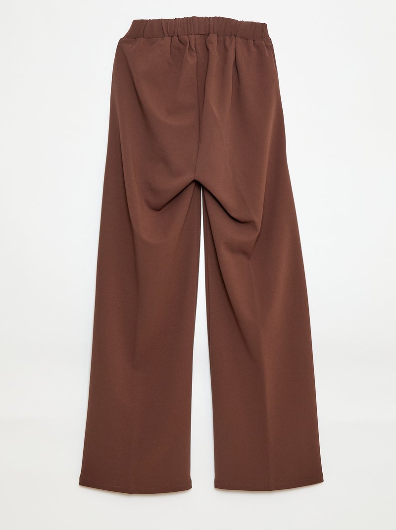 Wijde broek met hoge taille - collectie gemakkelijk aan te trekken bruin - Kiabi