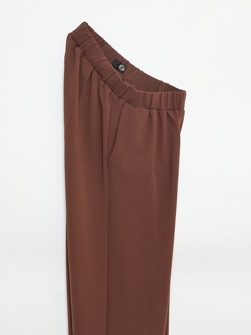 Wijde broek met hoge taille - collectie gemakkelijk aan te trekken bruin - Kiabi