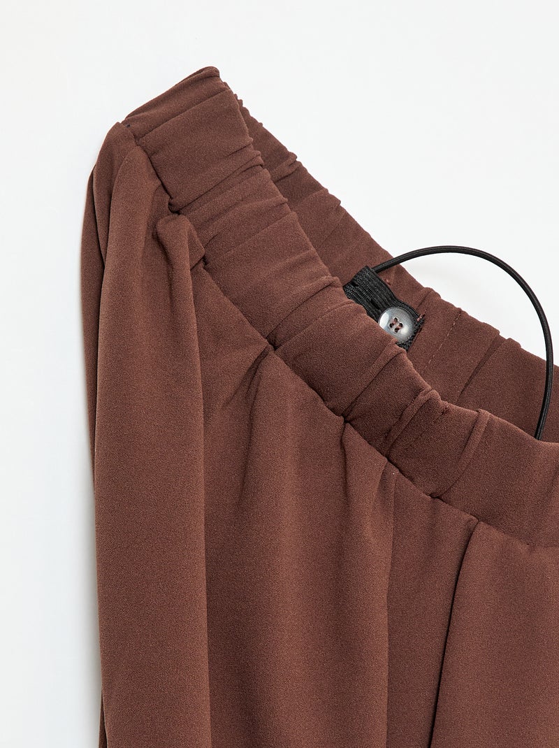 Wijde broek met hoge taille - collectie gemakkelijk aan te trekken bruin - Kiabi