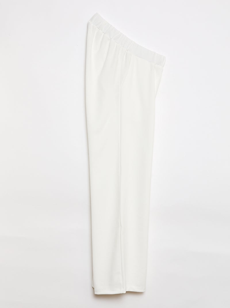 Wijde broek met hoge taille - So Easy Wit - Kiabi