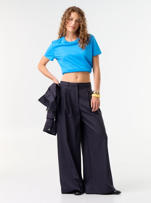 Wijde broek met hoge taille - Kiabi