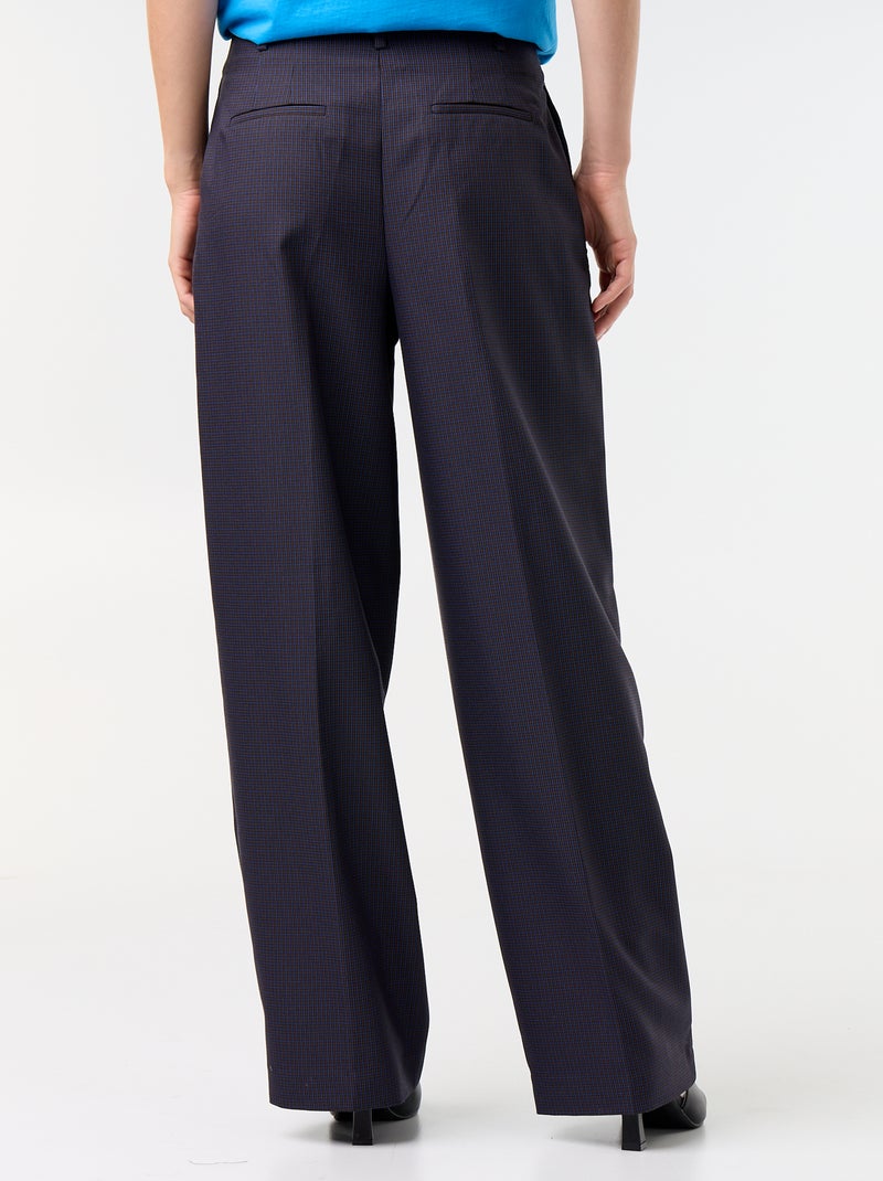 Wijde broek met hoge taille Blauw - Kiabi