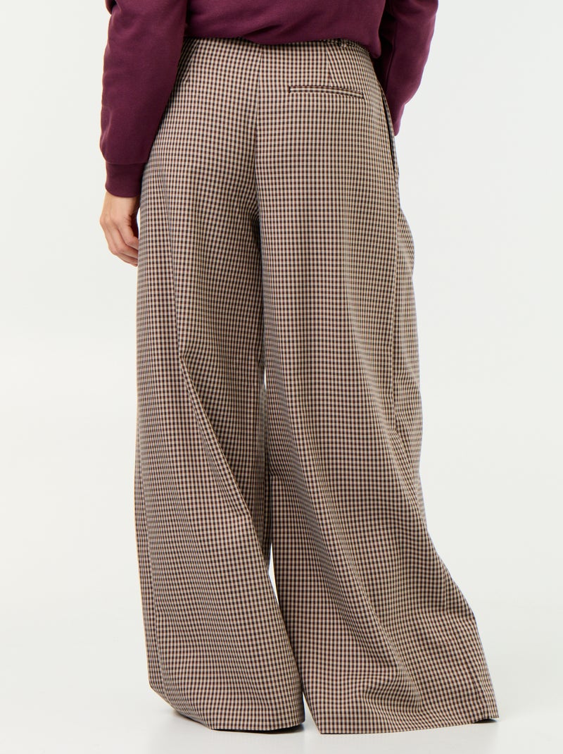 Wijde broek met hoge taille Bruin - Kiabi