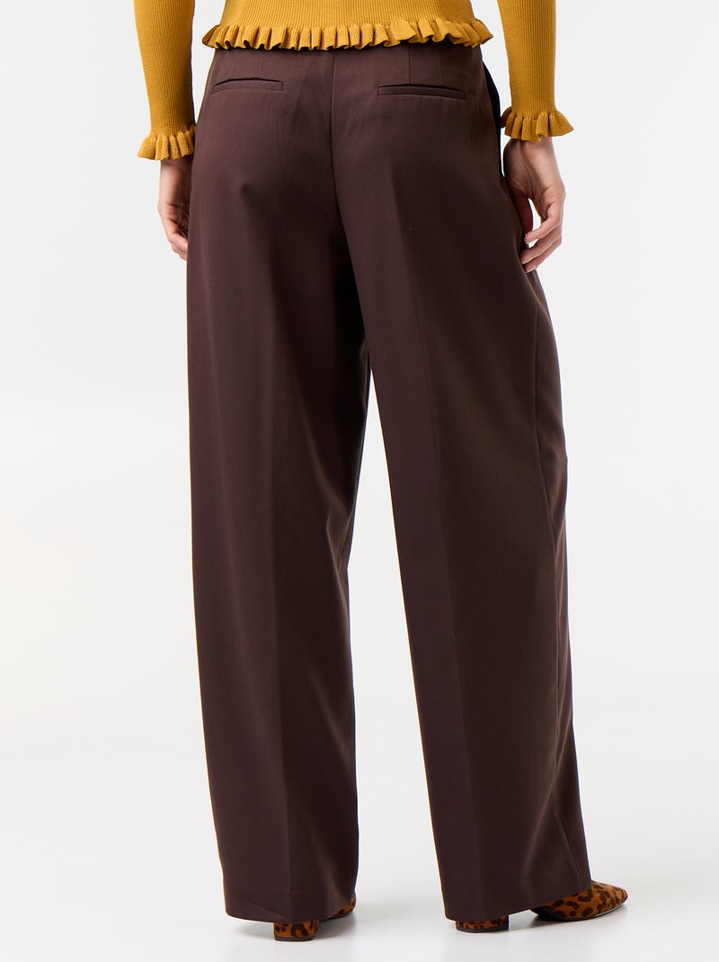 Wijde broek met hoge taille Bruin - Kiabi