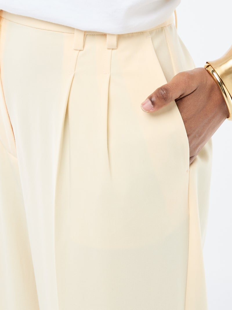 Wijde broek met hoge taille en 5 zakken Biege - Kiabi