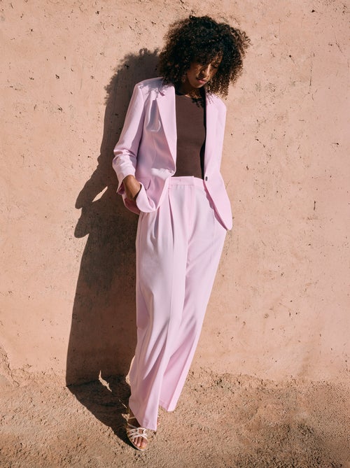 Wijde broek met hoge taille en 5 zakken - Kiabi