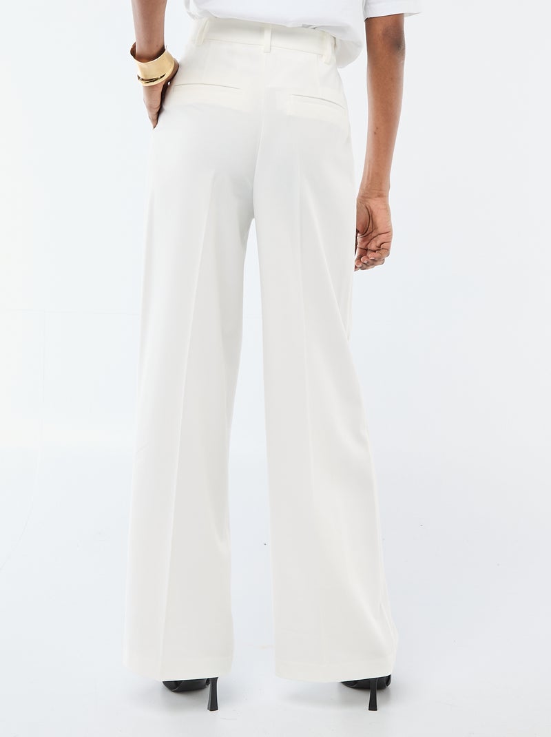 Wijde broek met hoge taille en 5 zakken Wit - Kiabi