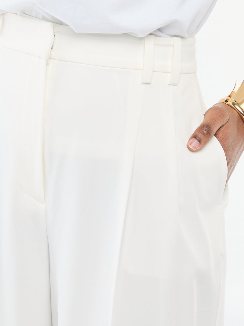 Wijde broek met hoge taille en 5 zakken Wit - Kiabi
