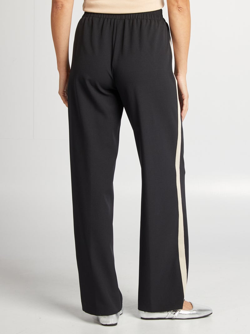 Wijde broek met hoge taille en contrasterende strepen Zwart - Kiabi