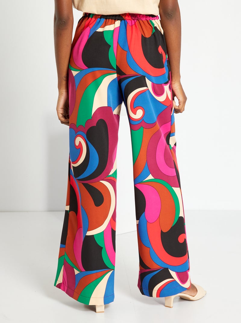 Wijde broek met hoge taille en motieven ROSE - Kiabi