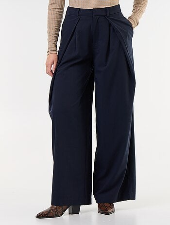 Wijde broek met hoge taille en plooien