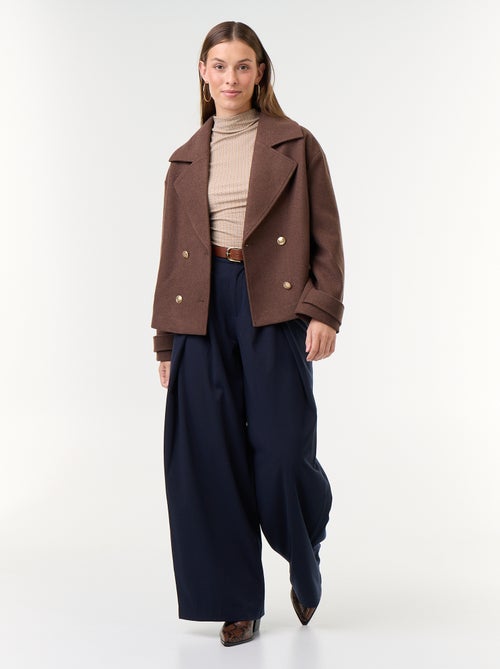 Wijde broek met hoge taille en plooien - Kiabi Wijde broek met hoge taille en plooien - Kiabi
