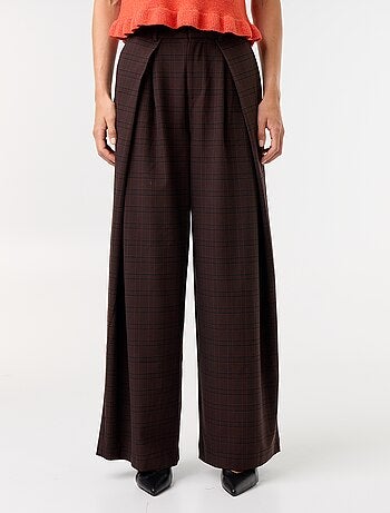 Wijde broek met hoge taille en plooien