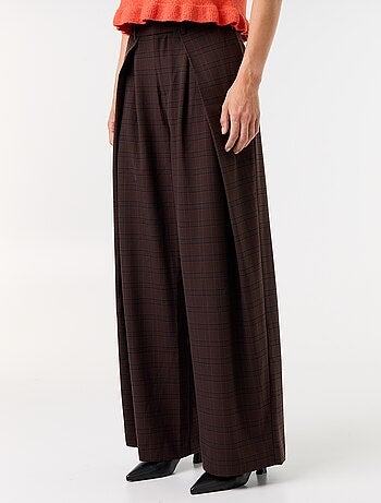 Wijde broek met hoge taille en plooien