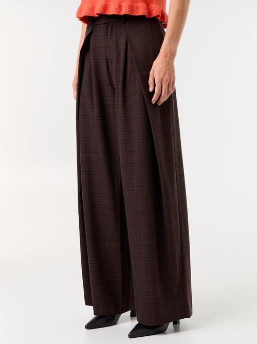 Wijde broek met hoge taille en plooien - Kiabi