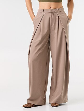 Wijde broek met hoge taille en plooien