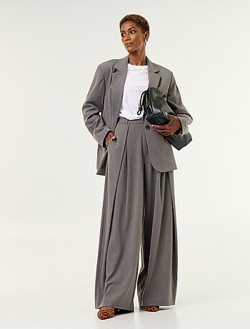 Wijde broek met hoge taille en plooien