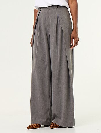 Wijde broek met hoge taille en plooien