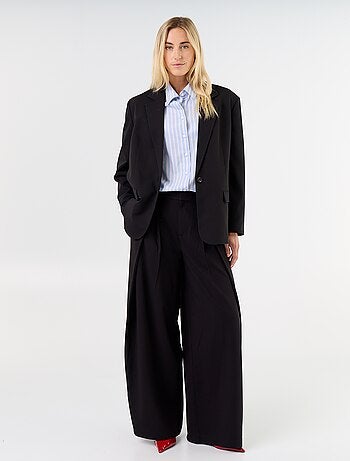 Wijde broek met hoge taille en plooien