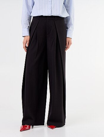 Wijde broek met hoge taille en plooien
