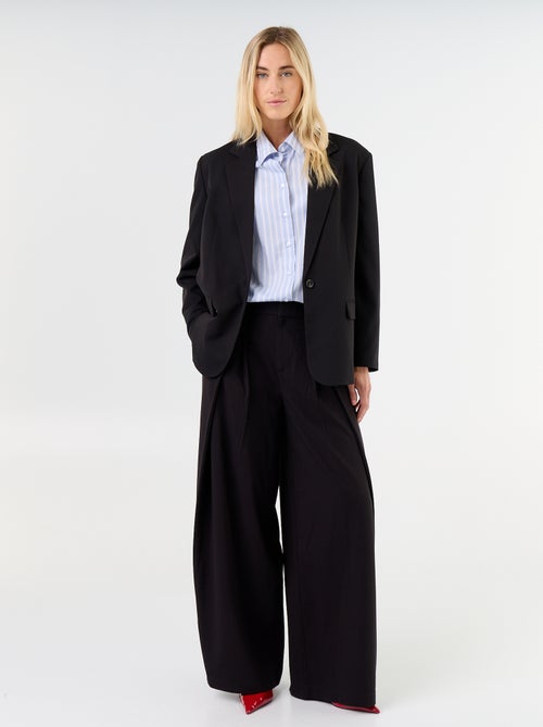 Wijde broek met hoge taille en plooien - Kiabi
